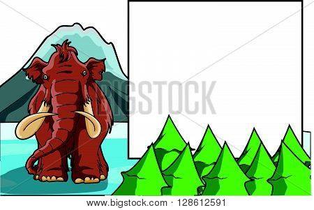 mamoth at ice mountain with blank space .eps10 editable vector illustration design