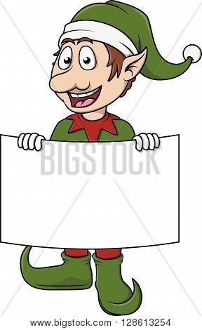 Christmass efl cute cartoon holding banner .eps10 editable vector illustration design