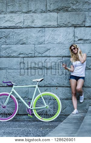 Young and pretty girl is having fun