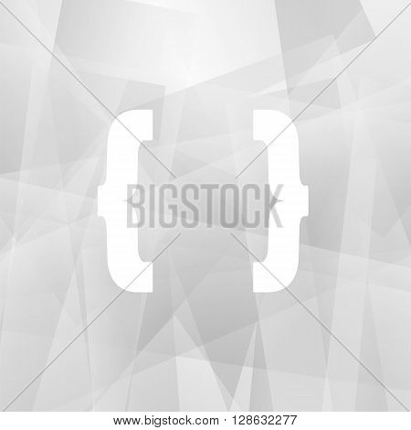 Curly Bracket Icon Isolated on Grey Polygonal Background