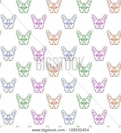 Seamless colorful pattern with french bulldog. Vector illustration