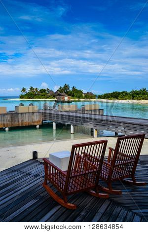 Maldives island - sandy beach and indian ocean