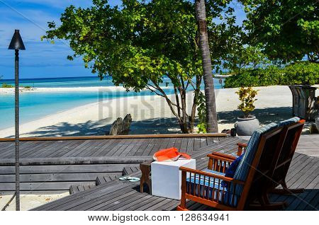 Maldives island - sandy beach and indian ocean