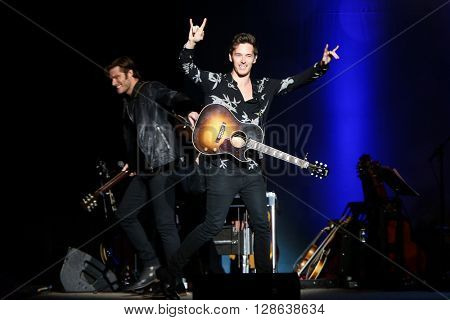 NEW YORK-MAY 5: Actor/singer Sam Palladio (R) performs onstage during ABC's 