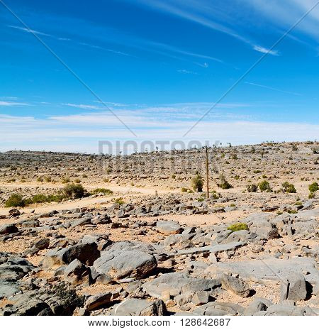In Oman  The Old Mountain Gorge And Canyon The Deep Cloudy  Sky