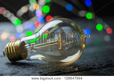 Vintage Tungsten Bulb With Color Lights