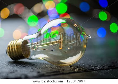 Vintage Tungsten Bulb With Color Lights