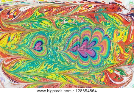 Turkish Ebru art. The picture is drawn on the water then transfer to paper