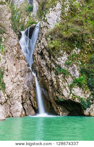 Waterfall on the Agura River in Sochi Krasnodar Krai Russia