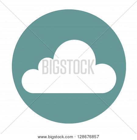 Simple white flat cloud on a blue background