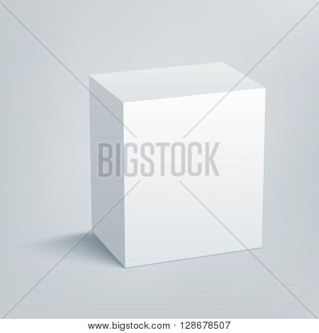 Blank isolated box mockup with shadow. Packaging 3d design template. Vector illustration scene 1.