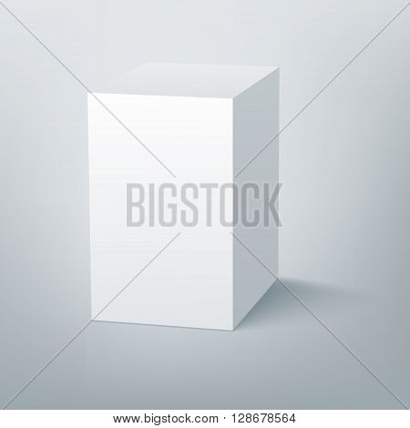 Blank isolated box mockup with shadow. Packaging 3d design template. Vector illustration scene 3.