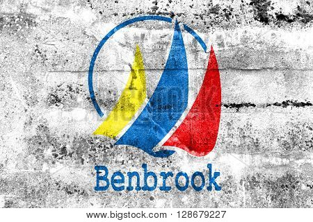 Flag Of Benbrook, Texas, Painted On Dirty Wall. Vintage And Old Look.