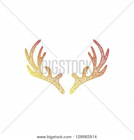 Deer alers with abstract doodle pattern. Christmas collection. Vector illustration