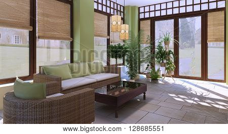 roof - terrace in a modern style. 3d render