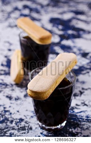 Homemade traditional italian cookie savoiardi. Selective focus
