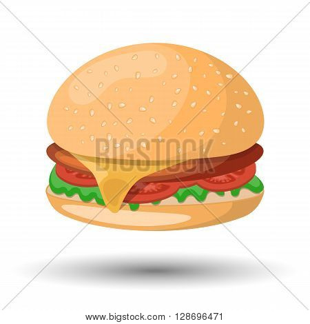 Hamburger colorful icon. Vector illustration in cartoon style
