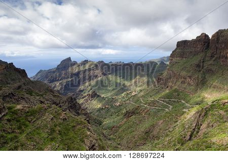 Mountain road to Masca village on Tenerife Canary Islands Spain