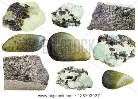 Set Of Various Epidote Natural Mineral Stones