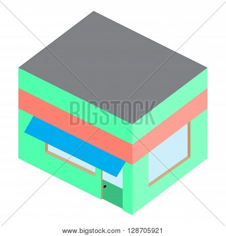 Template isometric building home shop house. Architecture design isometric and construction mockup template. Vector flat design illustration