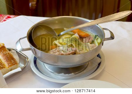 Cooked lamb's meat in a stew (Licka kalja - Croatian traditional food)