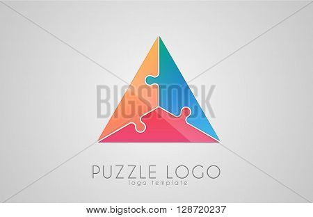Triangle puzzle logo. Puzzle logo design. Creative logo. Color logo concept