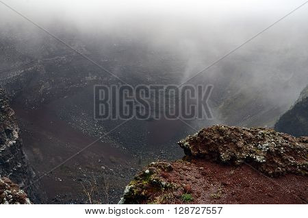view of crater of the vesivius volcano in south Italy