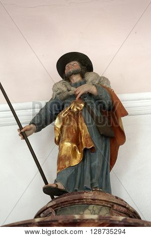 PRIMISWEILER, GERMANY - OCTOBER 20: Jesus the Good Shepherd, church of St. Clement in Primisweiler, Germany on October 20, 2014.