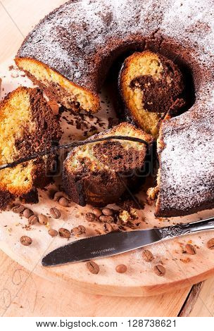 Image of marble cake with coffee and vanilla