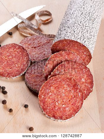 Image of slices of the winter sausage