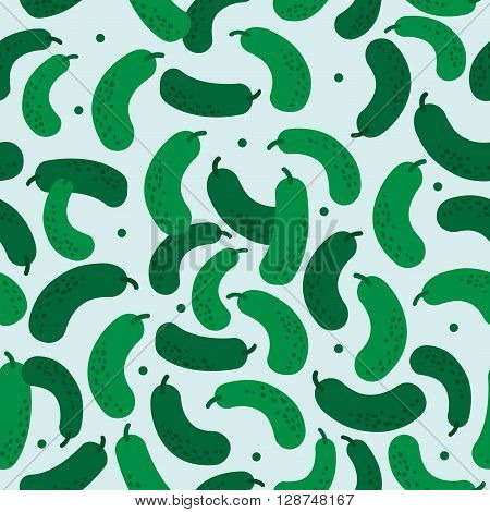 Salted green cucumbers. Seamless pattern 
on a white background