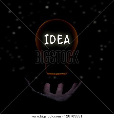 Idea concept with light bulb on hand