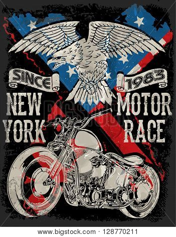 Motorcycle typography; vintage motor; t-shirt graphics; vectors