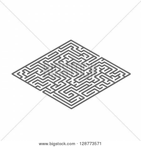 Black square labyrinth in isometric view isolated on white