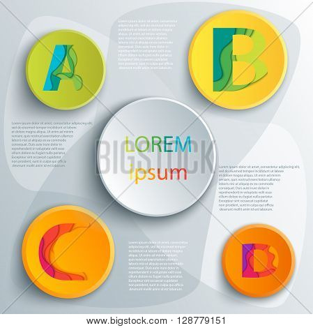 Vector elements for infographic. Template for diagram, graph, presentation and chart. Business concept with 4 options, parts, steps or processes. Abstract background. ABCD icons template.