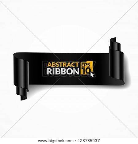 Creative black ribbon on light background. Realistic black ribbon.