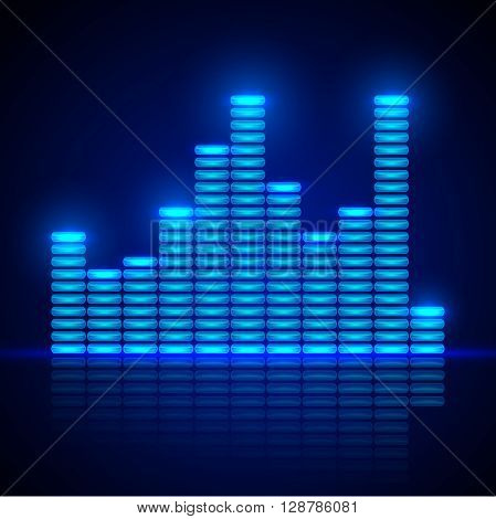 Abstract background with blue equalizer. Equalizer on a dark background.