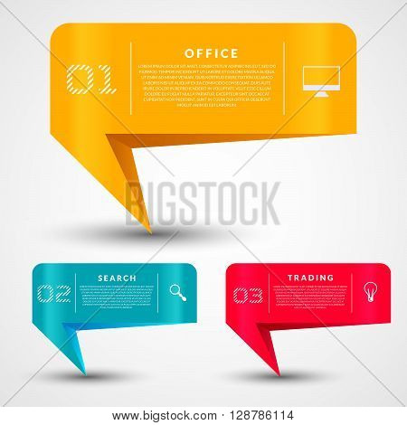 Colorful business banners. Set of vector banners. Paper stickers for design business plans.