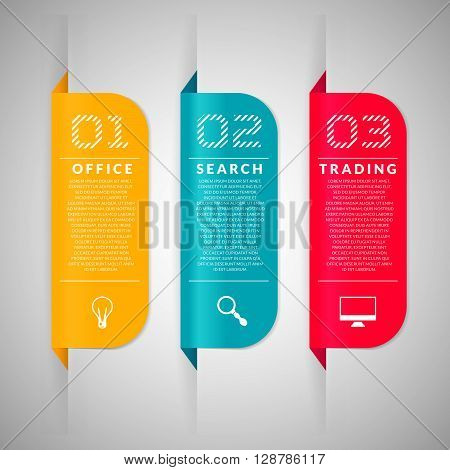 Colorful business banners. Set of vector banners. Paper stickers for design business plans.