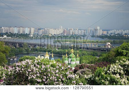 view of the city and the church with the botanical garden in siren