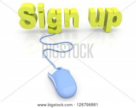 Sign up in internet. 3D rendered Illustration.