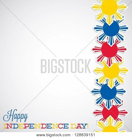 Line Philippine Independence Day Card In Vector Format.