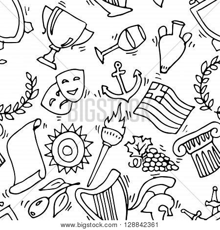Greece Landmarks and cultural features pattern for your design