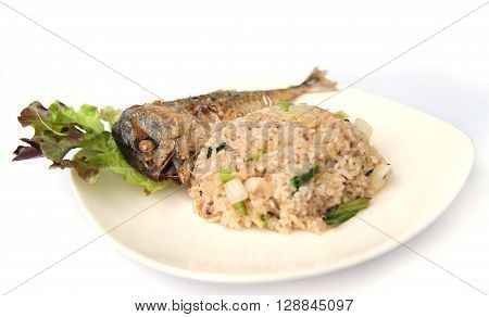 Fried Rice With Fried Mackerel.
