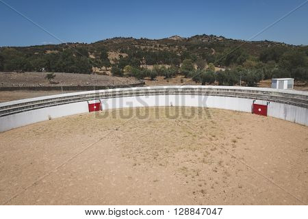 Top View Of An Empty Bullring In Portugal