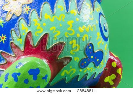 handicraft, craftwork, workmanship, giraffe, camelopard, colorful, colourful, colored, green background