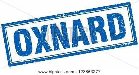 Oxnard blue square grunge stamp on white