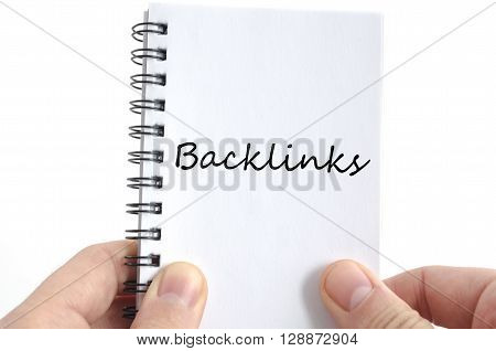 Backlinks text concept isolated over white background
