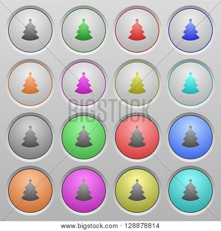 Set of Christmas tree plastic sunk spherical buttons.
