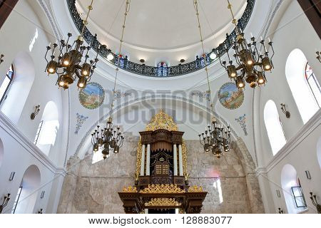 Jerusalem Israel - November 2 2010: The Hurva synagogueinside